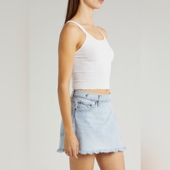 RE/DONE x Hanes Cropped Ribbed Tank white with clementine stitch Size Small - Picture 3 of 9
